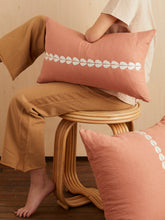 Load image into Gallery viewer, Cowrie Embroidered Lumbar Pillow in Sandalwood