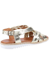 Womens/Ladies Collins Leather Sandals - Gold