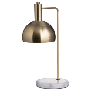 Hill Interiors Marble And Brass Industrial Adjustable Desk Lamp (UK Plug) (White/Brass) (One Size)