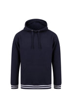 Load image into Gallery viewer, Front Row Unisex Adults Striped Cuff Hoodie (Navy/Heather Gray)