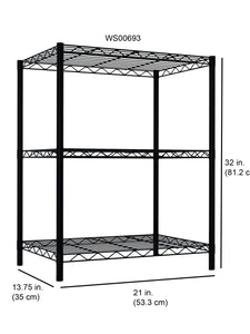 3 Tier Steel Wire Multi-Purpose Free-Standing Heavy Duty Shelf, Black