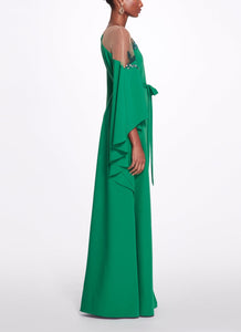 Jewel Neck Kaftan Gown - Emerald