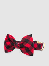 Load image into Gallery viewer, Red and Black Buffalo Check Bow Tie Collar