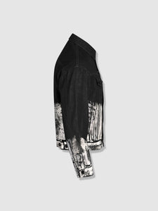 Shorter Classic Black Denim Jacket with Mercury Foil