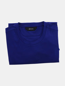 Zegna Men's Blue Solid Stretch T-Shirt Graphic