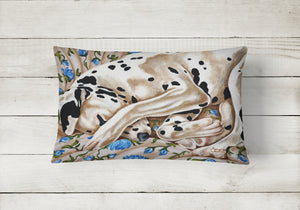 12 in x 16 in  Outdoor Throw Pillow Bed of Roses Dalmatian Canvas Fabric Decorative Pillow