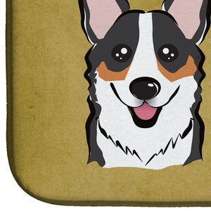 14 in x 21 in Tricolor Corgi Spoiled Dog Lives Here Dish Drying Mat
