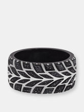 Load image into Gallery viewer, Racer Swag Black Rhodium Plated Sterling Silver Tire Tread Black Diamond Band Ring