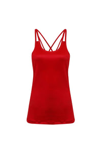 TriDri Womens/Ladies Laser Cut Spaghetti Strap Vest (Fire Red)