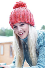 Load image into Gallery viewer, Womens/Ladies Aurora Pom Pom Beanie Hat - Coral Sunset