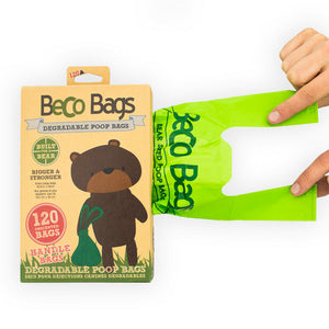 Beco Poop Bags With Handles (120 Bags) (Green) (12x7in)