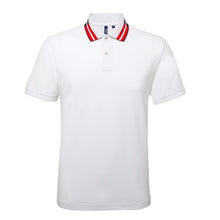 Load image into Gallery viewer, Asquith &amp; Fox Mens Short Sleeve Two Colour Tipped Polo Shirt (White/ Navy/ Red)