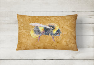12 in x 16 in  Outdoor Throw Pillow Bee on Gold Canvas Fabric Decorative Pillow