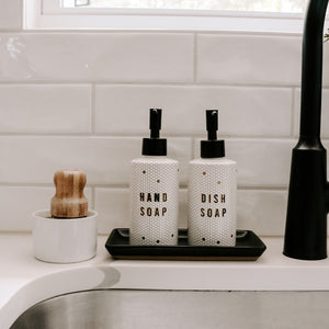 8.5oz White, Gold + Black Honeycomb Tile Hand Soap Dispenser