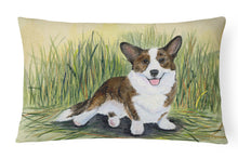 Load image into Gallery viewer, 12 in x 16 in  Outdoor Throw Pillow Corgi Canvas Fabric Decorative Pillow