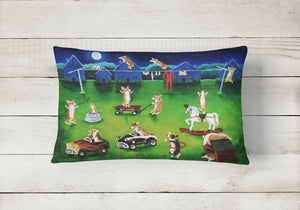 12 in x 16 in  Outdoor Throw Pillow Corgi Backyard Circus Canvas Fabric Decorative Pillow
