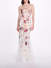 Load image into Gallery viewer, Sleeveless Embroidered Tulle Gown - Ivory