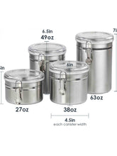 Load image into Gallery viewer, 4 Piece Stainless Steel Canister Set