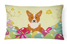 Load image into Gallery viewer, 12 in x 16 in  Outdoor Throw Pillow Easter Eggs Corgi Canvas Fabric Decorative Pillow