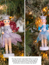 Load image into Gallery viewer, Nutcracker Hanging Ornament Figures – Fairy Ballet Dancers Glittered Christmas Mini Wooden Nutcrackers Xmas Tree Ornament Set – 4 Pieces