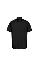 Load image into Gallery viewer, Russell Collection Mens Short Sleeve Easy Care Tailored Oxford Shirt (Black)