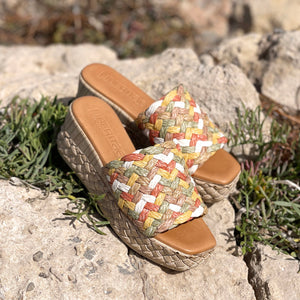 Levana Platform Sandal With Raffia Braid