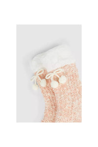 Womens/Ladies Marl Knitted Sherpa Lined Slipper Socks