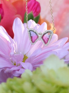 Mini Butterfly Necklace in Bicolor Tourmaline