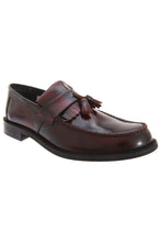 Load image into Gallery viewer, Mens Toggle Saddle Hi-Shine Leather Loafers - Oxblood