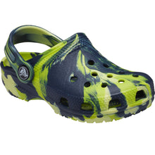 Load image into Gallery viewer, Crocs Childrens/Kids Classic Marble Clogs (Navy/Lime Green)