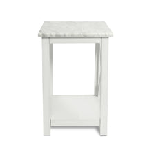 Load image into Gallery viewer, Agatha 15&quot; Square Italian Carrara White Marble Side Table With white Color Solid Wood Legs