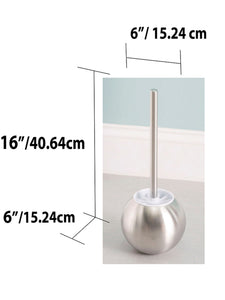 Hide-Away Toilet Brush with Round Stainless Steel Hygienic Holder, Silver