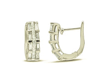Load image into Gallery viewer, 14K White Gold Baguette and Princess-cut Diamond Earrings