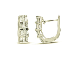 14K White Gold Baguette and Princess-cut Diamond Earrings
