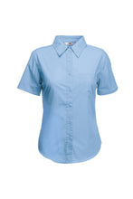 Load image into Gallery viewer, Ladies Lady-Fit Short Sleeve Poplin Shirt (Mid Blue)