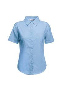 Ladies Lady-Fit Short Sleeve Poplin Shirt (Mid Blue)