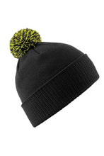 Load image into Gallery viewer, Adults Unisex Snowstar Beanie - Black/Lime Green