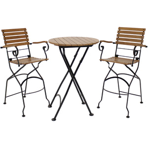 Deluxe European Chestnut Wood 3-Piece Folding Table and Bar Chair Set