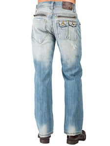 Men's Relaxed BootCut Premium Distressed Jeans, Zipper Utility Pockets