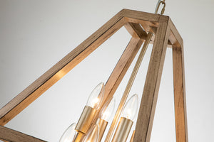 Linwood Farmhouse 8-Light Rustic Wood Lantern Chandelier