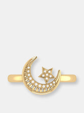Load image into Gallery viewer, Starkissed Crescent Diamond Ring In 14K Yellow Gold Vermeil On Sterling Silver