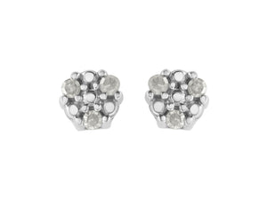 .925 Sterling Silver 1/10 cttw Prong Set Round-Cut Trio Diamond Stud Earrings