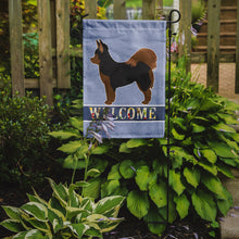 Load image into Gallery viewer, 11 x 15 1/2 in. Polyester Black and Tan Pomchi Welcome Garden Flag 2-Sided 2-Ply