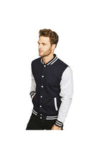 Load image into Gallery viewer, Casual Classic Mens Varsity Jacket (Navy/Sport Gray)