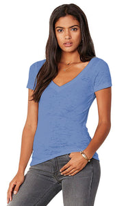 Bella + Canvas Womens/Ladies Burnout V-Neck Short Sleeve T-Shirt (Steel Blue)