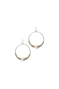 Gold and Silver Wire Wrap Hoop Earring