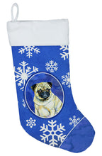 Load image into Gallery viewer, Pug Winter Snowflakes Holiday Christmas Stocking