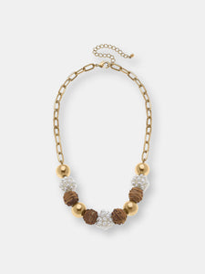 Bella Pearl Cluster & Wicker Ball Bead Necklace