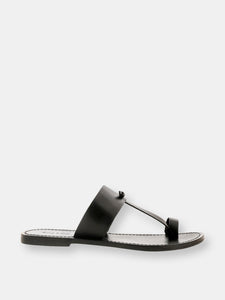 Leona Black Thong Flat Sandals