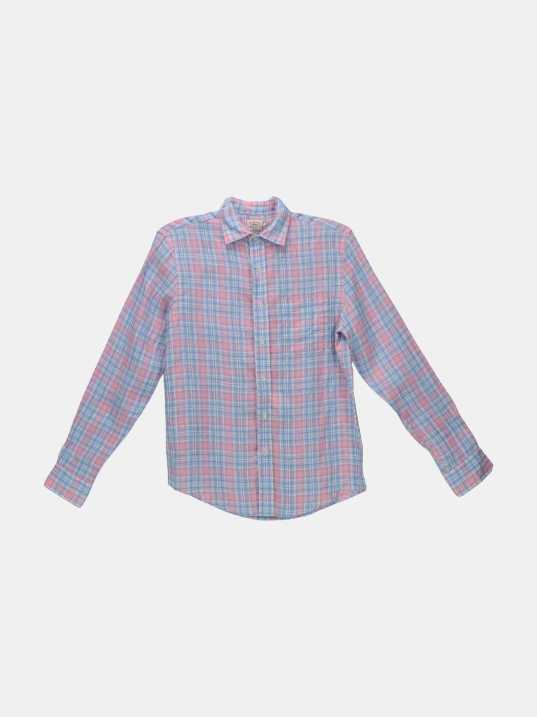 Faherty Men's Rose / Blue Plaid Linen Ventura Button Down Casual Button-Down Shirt - S